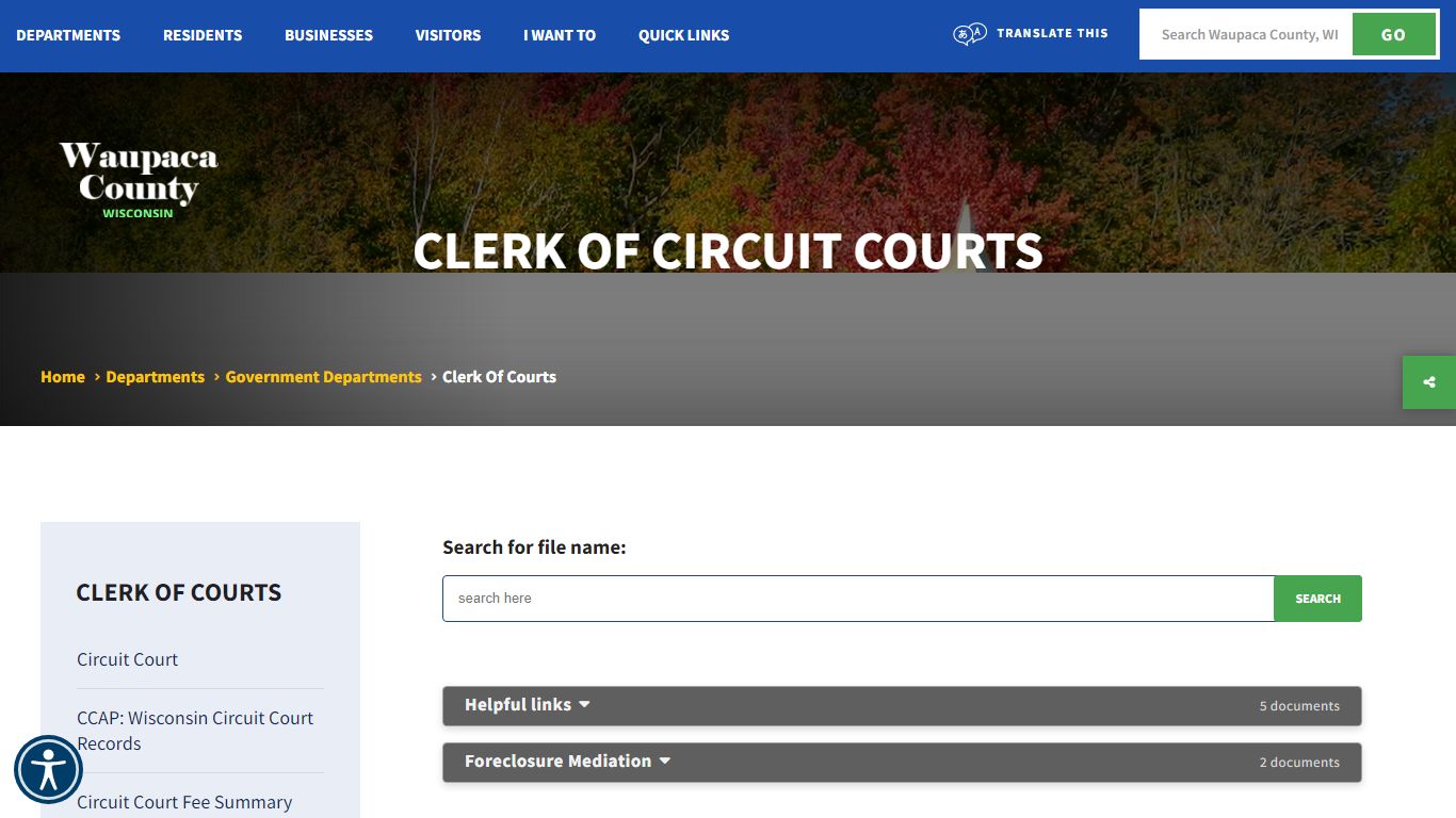 Clerk of Circuit Courts - Waupaca County, Wisconsin